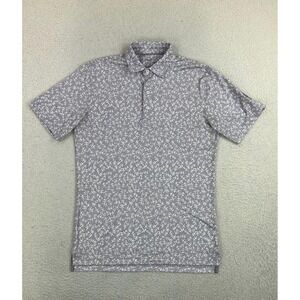 Johnnie-O Polo Shirt Mens Small Gray Floral Print Golf Performance Stretch Knit